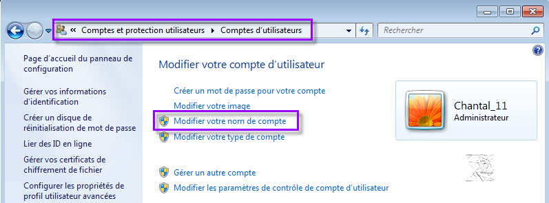 comment modifier nom utilisateur windows 7