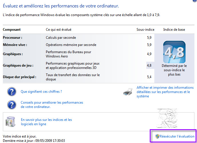 comment augmenter l'indice de performance windows aero