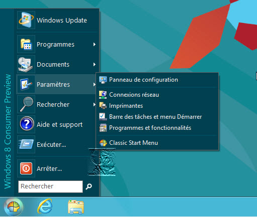 comment afficher le menu demarrer sur windows 8